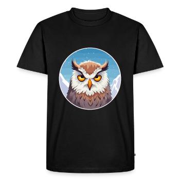 Hibou Aquarelle Dessin Animé Kawaii Animal De Compagnie Coloré - T-shirt Premium bio Homme - noir - Devant - Nico (187cm)