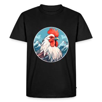 Coq Aquarelle Dessin Animé Kawaii Animal De Compagnie Animal Couleur - T-shirt Premium bio Homme - noir - Devant - Nico (187cm)