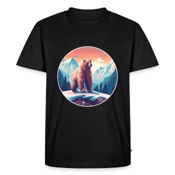 Ours Aquarelle Dessin Animé Kawaii Animal De Compagnie Coloré - T-shirt Premium bio Homme - noir - Devant - Nico (187cm)
