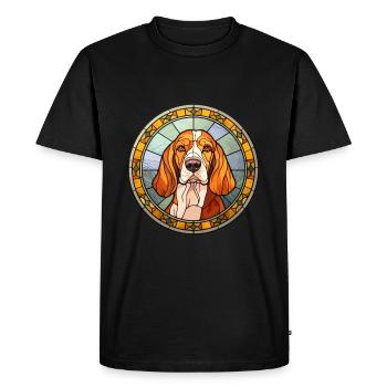 Artois Hound Dog Breed Stained Glass Colorful Wate - Men's Premium Organic T-Shirt - black - Front - Nico (187cm)