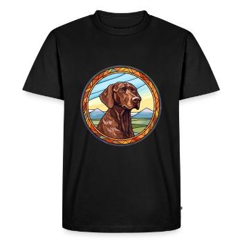 Auvergne Pointing Dog Breed Stained Glass Colorful - Men's Premium Organic T-Shirt - black - Front - Nico (187cm)