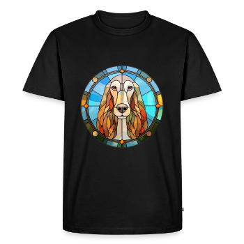 Lévrier afghan chien race vitrail coloré Wate - T-shirt Premium bio Homme - noir - Devant - Nico (187cm)