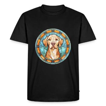 Akbash Dog Breed Stained Glass Colorful Watercolor - Men's Premium Organic T-Shirt - black - Front - Nico (187cm)