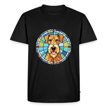 Airedale Terrier chien race vitrail coloré - T-shirt Premium bio Homme - noir - Devant - Nico (187cm)