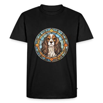 Alpine Spaniel Dog Breed Stained Glass Colorful Wa - Men's Premium Organic T-Shirt - black - Front - Nico (187cm)