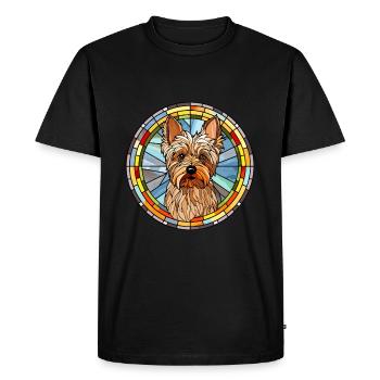 Australien Silky Terrier chien race vitrail C - T-shirt Premium bio Homme - noir - Devant - Nico (187cm)