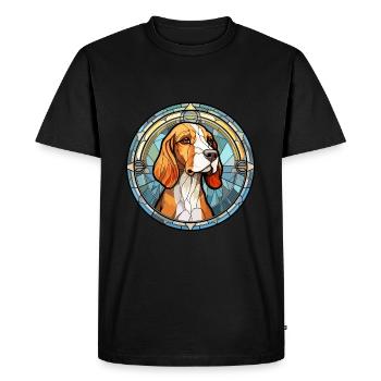 Austrian Brandlbracke Dog Breed Stained Glass Colo - Men's Premium Organic T-Shirt - black - Front - Nico (187cm)
