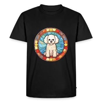 Bichon Frise chien race vitrail coloré Wate - T-shirt Premium bio Homme - noir - Devant - Nico (187cm)