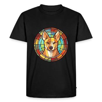 Carolina chien race vitrail coloré Watercol - T-shirt Premium bio Homme - noir - Devant - Nico (187cm)
