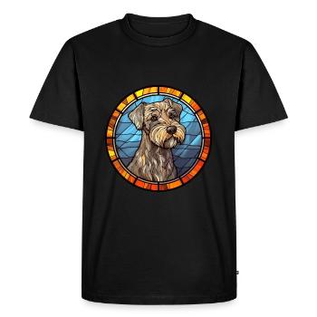 Cesky Terrier chien race vitrail coloré Wat - T-shirt Premium bio Homme - noir - Devant - Nico (187cm)