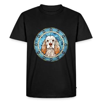 Clumber Spaniel chien race vitrail coloré W - T-shirt Premium bio Homme - noir - Devant - Nico (187cm)