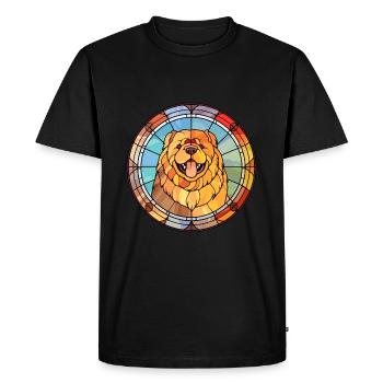 Chow Chow chien race vitrail coloré Waterco - T-shirt Premium bio Homme - noir - Devant - Nico (187cm)