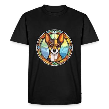 Decker Rat Terrier Dog Breed Stained Glass Colorfu - Men's Premium Organic T-Shirt - black - Front - Nico (187cm)