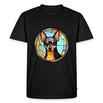 Anglais Toy Terrier chien race vitrail Colorf - T-shirt Premium bio Homme - noir - Devant - Nico (187cm)