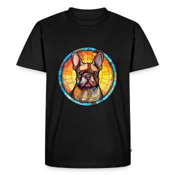 Bouledogue Français chien race vitrail coloré Wa - T-shirt Premium bio Homme - noir - Devant - Nico (187cm)