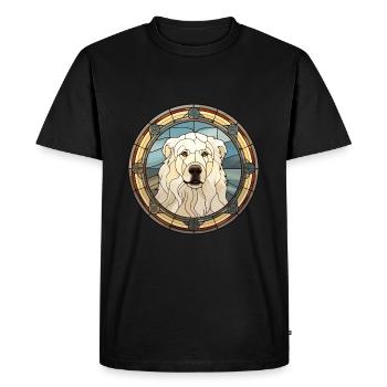 Grande race de chien des Pyrénées vitrail coloré Wa - T-shirt Premium bio Homme - noir - Devant - Nico (187cm)