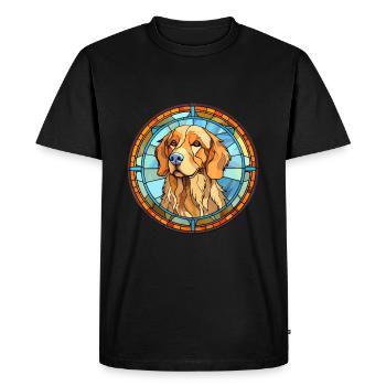 Hovawart chien race vitrail coloré Watercol - T-shirt Premium bio Homme - noir - Devant - Nico (187cm)