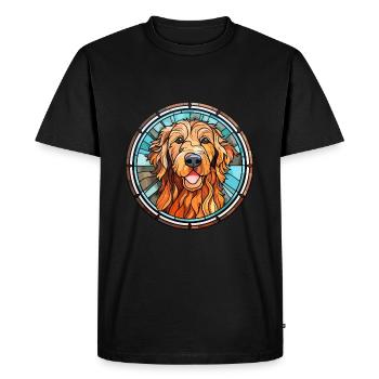 Fauve De Bretagne Dog Breed Stained Glass Colorful - Men's Premium Organic T-Shirt - black - Front - Nico (187cm)