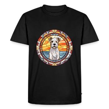Gull Terrier Dog Breed Stained Glass Colorful Wate - Men's Premium Organic T-Shirt - black - Front - Nico (187cm)