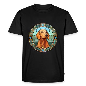 Hanovre chien chien race vitrail coloré Wat - T-shirt Premium bio Homme - noir - Devant - Nico (187cm)