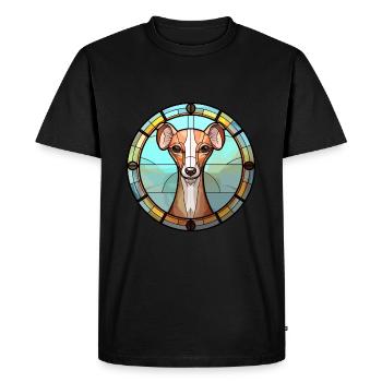 Lévrier italien chien race vitrail coloré - T-shirt Premium bio Homme - noir - Devant - Nico (187cm)