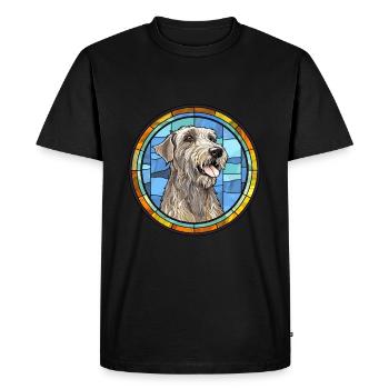 Irish Wolfhound Dog Breed Stained Glass Colorful W - Men's Premium Organic T-Shirt - black - Front - Nico (187cm)