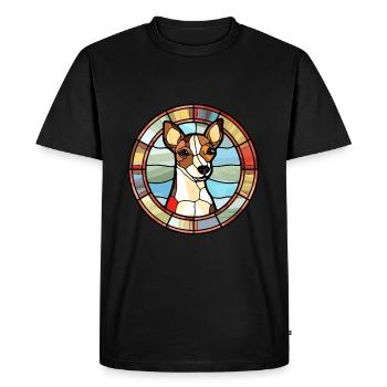 Terrier japonais chien race vitrail coloré - T-shirt Premium bio Homme - noir - Devant - Nico (187cm)
