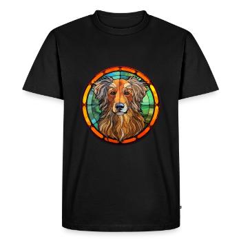 Kuchi Afghan Shepard chien race vitrail couleur - T-shirt Premium bio Homme - noir - Devant - Nico (187cm)