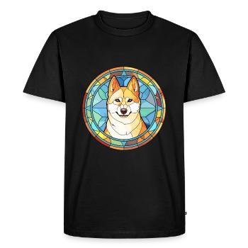 Korean Jindo Dog Breed Stained Glass Colorful Wate - Men's Premium Organic T-Shirt - black - Front - Nico (187cm)