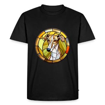 Lurcher chien race vitrail coloré Watercolo - T-shirt Premium bio Homme - noir - Devant - Nico (187cm)