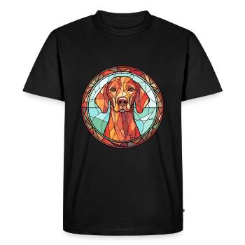 Hungarian Vizsla Dog Breed Stained Glass Colorful - Men's Premium Organic T-Shirt - black - Front - Nico (187cm)