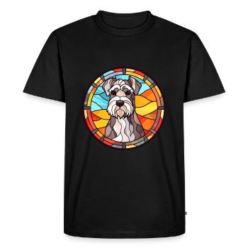 Schnauzer miniature chien race vitrail Colorf - T-shirt Premium bio Homme - noir - Devant - Nico (187cm)
