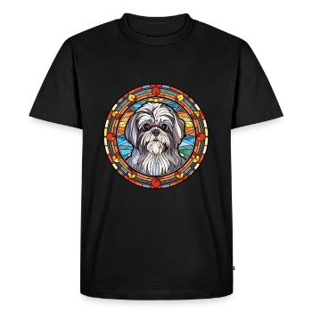 Bichon maltais Shih Tzu chien race vitrail coloré - T-shirt Premium bio Homme - noir - Devant - Nico (187cm)