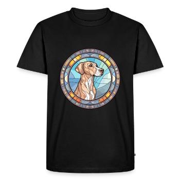 Mountain Cur Dog Breed Stained Glass Colorful Wate - Men's Premium Organic T-Shirt - black - Front - Nico (187cm)