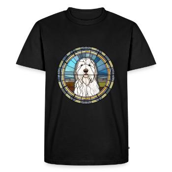 Vieux chien de berger anglais chien race vitrail couleur - T-shirt Premium bio Homme - noir - Devant - Nico (187cm)