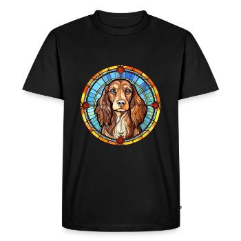 Pont Audemer épagneul chien race vitrail couleur - T-shirt Premium bio Homme - noir - Devant - Nico (187cm)