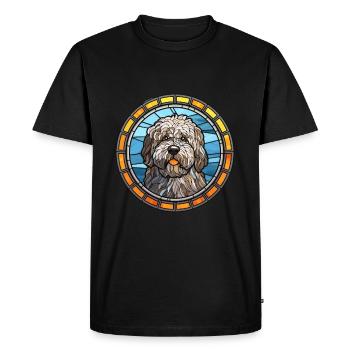 Puli Dog Breed Stained Glass Colorful Watercolor - Men's Premium Organic T-Shirt - black - Front - Nico (187cm)