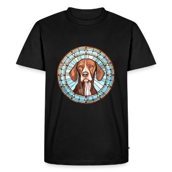 Vieux chien d’arrêt danois race vitrail Colorfu - T-shirt Premium bio Homme - noir - Devant - Nico (187cm)