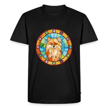 Poméranie allemand Spitz chien race vitrail Co - T-shirt Premium bio Homme - noir - Devant - Nico (187cm)