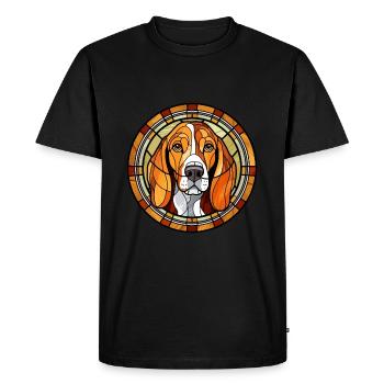 Chien de chasse serbe race vitrail coloré Wat - T-shirt Premium bio Homme - noir - Devant - Nico (187cm)