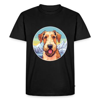 Airedale Terrier chien race dessin animé Kawaii Watercol - T-shirt Premium bio Homme - noir - Devant - Nico (187cm)