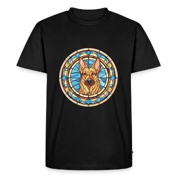 Slovaque Cuvac chien race vitrail coloré Wate - T-shirt Premium bio Homme - noir - Devant - Nico (187cm)