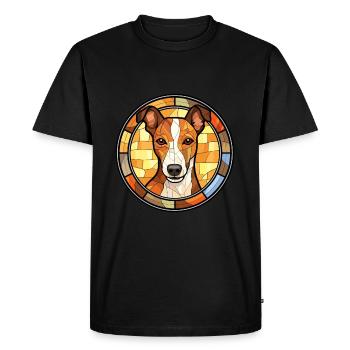 Smooth Fox Terrier Dog Breed Stained Glass Colorfu - Men's Premium Organic T-Shirt - black - Front - Nico (187cm)