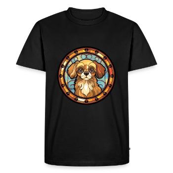 Épagneul tibétain chien race vitrail coloré W - T-shirt Premium bio Homme - noir - Devant - Nico (187cm)