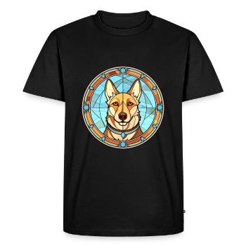 Sibérie occidentale Laika chien race vitrail Colorf - T-shirt Premium bio Homme - noir - Devant - Nico (187cm)