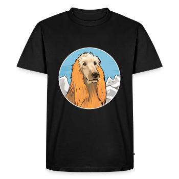 Afghan Hound chien race dessin animé Kawaii aquarelle - T-shirt Premium bio Homme - noir - Devant - Nico (187cm)