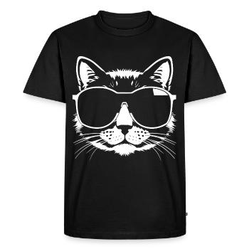 Drôle de chat avec des lunettes de soleil Chaton Sunglas Cats - T-shirt Premium bio Homme - noir - Devant - Nico (187cm)