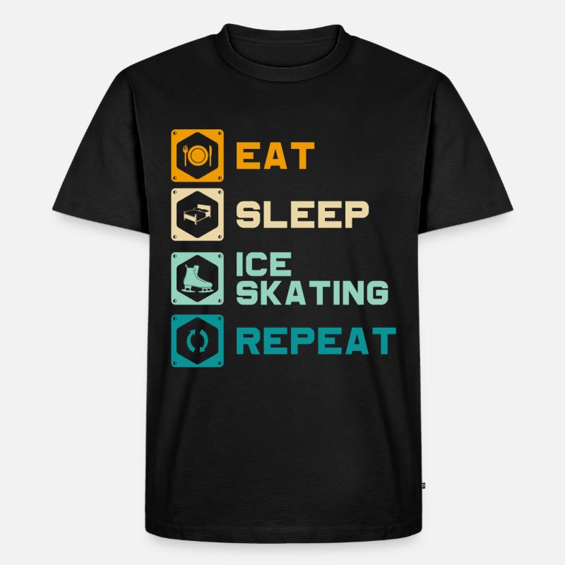 Eisläufer Winter Bahn - Männer Premium Bio T-Shirt - Schwarz