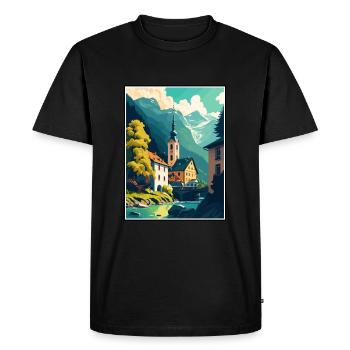 Hallein Autriche Affiche de voyage vintage WPA Souvenir - T-shirt Premium bio Homme - noir - Devant - Nico (187cm)