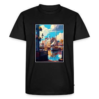 Dordrecht Pays-Bas Vintage voyage affiche WPA - T-shirt Premium bio Homme - noir - Devant - Nico (187cm)